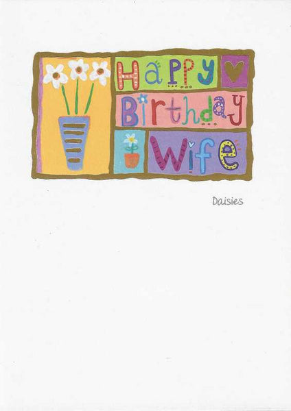 Wife Birthday - Daisies, English Cards in France, Wife Birthday Cards in France