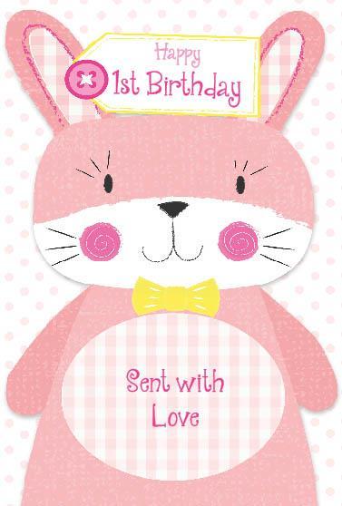 Age 1 - 1st Birthday - Pink Bunny