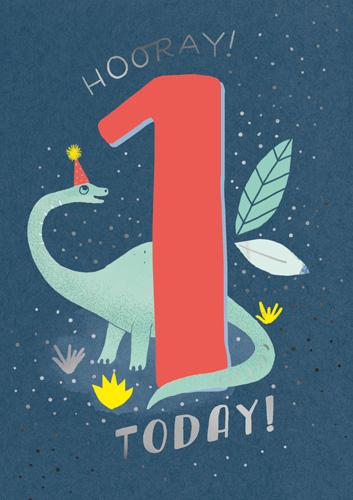 Age 1 - 1st Birthday - 1 Today! Dinosaur