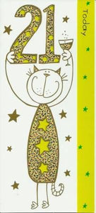 Age 21 - 21st Birthday - Cat With Champagne Glass
