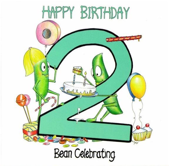 Age 2 - 2nd Birthday - Bean Celebrating Cake
