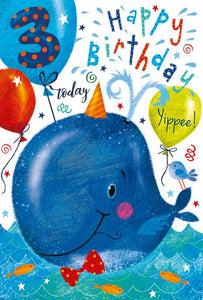 Age 3 - 3rd Birthday - Funky Whale Activity Card