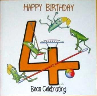 Age 4 - 4th Birthday - Bean Celebrating 4