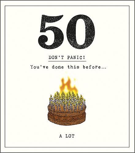 Age 50 - 50th Birthday - Don't Panic! Candles On Cake