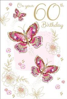 Age 60 - 60th Birthday -Embellished Butterfly
