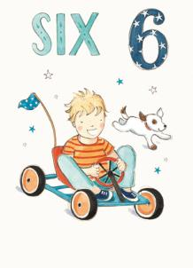 Age 6 - 6th Birthday - Boy On Go-cart