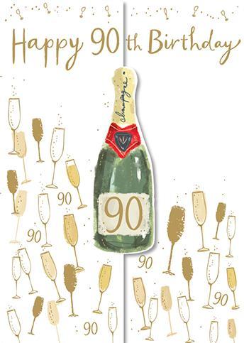 Age 90 - 90th Birthday - Champagne And Glasses 90th