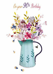 Age 90 - 90th Birthday- Jug & Flowers