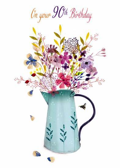 Age 90 - 90th Birthday- Jug & Flowers