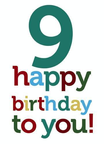 Age 9 - 9th Birthday - Colourful Text