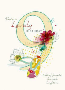 Age 9 - 9th Birthday - Floral Flipflops