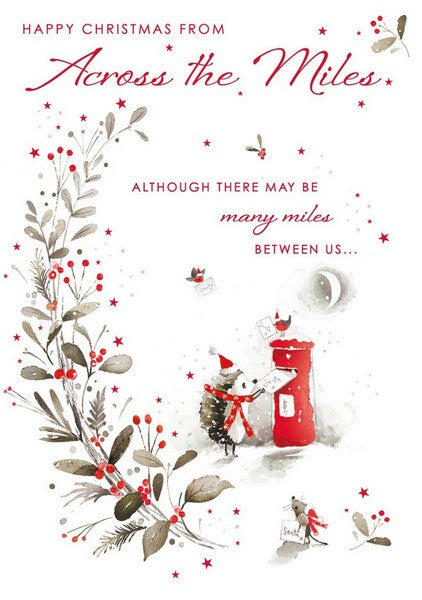 Christmas Card - Across The Miles - Posting Hedgehog
