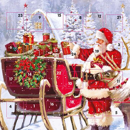 Christmas Advent Calendar Card - Santa and Presents