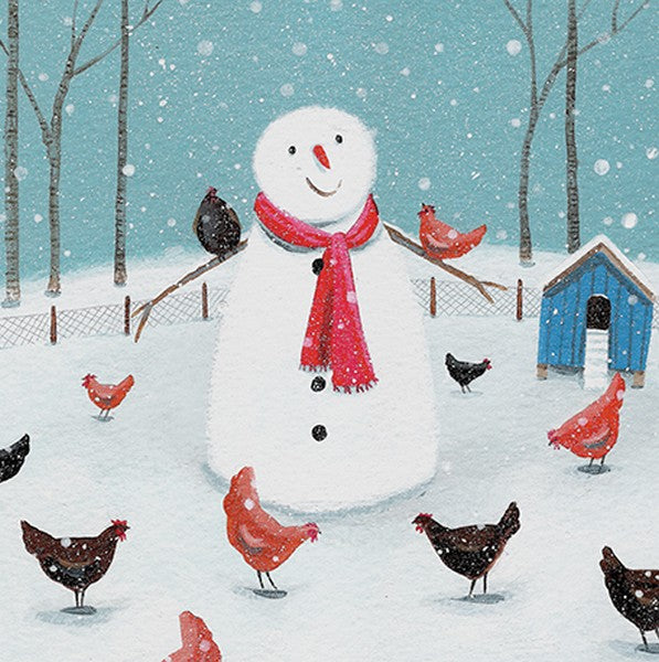 Charity Christmas Cards - Pack of 6 - Snowman & Hens