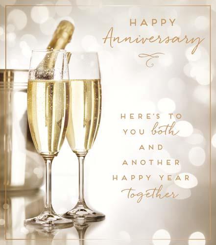 Anniversary Card - Your Anniversary - Champagne Here's To You Both