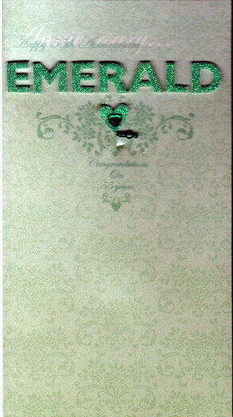 Anniversary Card - 55th Emerald Anniversary - Emerald Heart