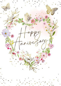 Anniversary Card - Open - Heart Shape Wreath