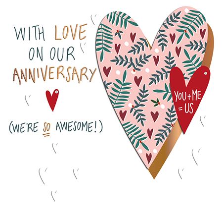 Anniversary Card - Our Anniversary - You + Me = Us