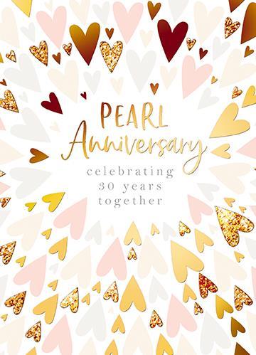 Anniversary Card - 30th Pearl Anniversary - Pearl Hearts
