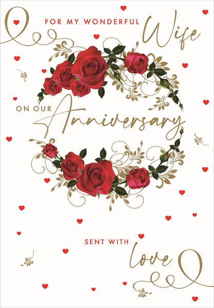 Anniversary Card - Wife - Red Rose Ring