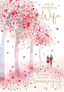 Anniversary Card - Wife - Heart Blossom Couple