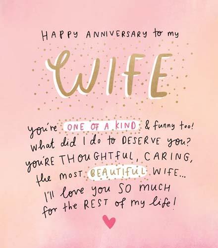 Anniversary Card - Wife Anniversary - One Of A Kind Wife