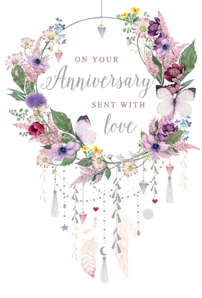 Anniversary Card - Your Anniversary - Floral Wreath