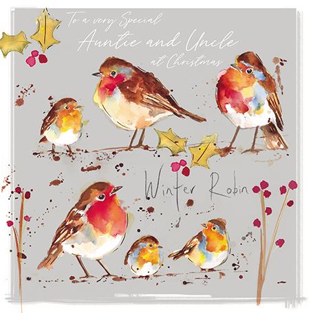 Christmas Card - Auntie and Uncle - Robin Repeat