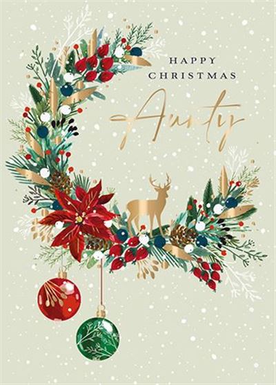 Christmas Card - Aunty - Festive Foliage