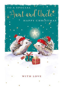 Christmas Card - Aunt and Uncle - Hedge-Hugs At Christmas
