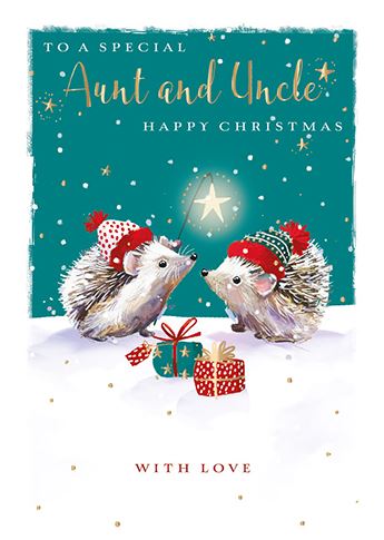 Christmas Card - Aunt and Uncle - Hedge-Hugs At Christmas