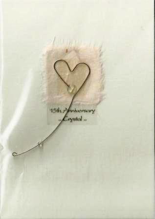 Anniversary Card - 15th Crystal Anniversary - Metal Heart