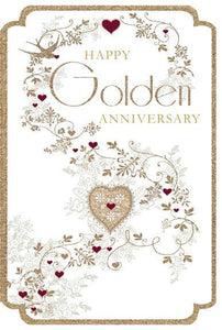 Anniversary Card - 50th Golden Anniversary - Swallow Lace
