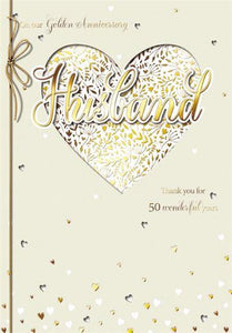 Anniversary Card - 50th Golden Anniversary Husband - Heart