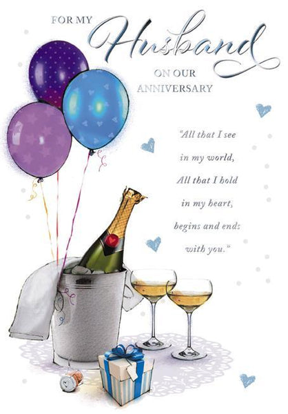 Anniversary Card - Husband Anniversary - Champagne