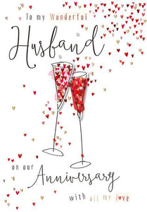Anniversary Card - Husband Anniversary - Sharing Champagne
