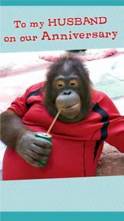 Anniversary Card - Husband Anniversary - Ape Sipping Through Straw