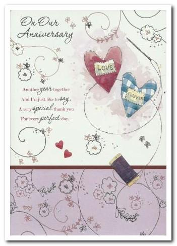 Anniversary Card - Our Anniversary - Love Heart Cushion