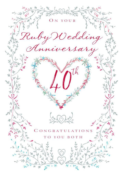 Anniversary Card - 40th Ruby Anniversary - Ruby Anniversary