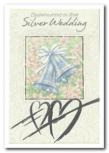 Anniversary Card - 25th Silver Anniversary - Silver Bells
