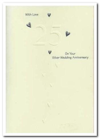 Anniversary Card - 25th Silver Anniversary - Cascading Hearts