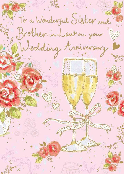 Anniversary Card - Sister and Brother-in-Law Anniversary - Champagne And Roses