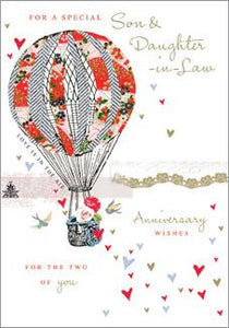 Anniversary Card - Son and Daughter-in-Law - Hot Air Balloon