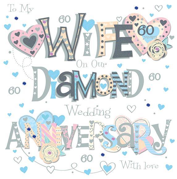 Anniversary Card - 60th Diamond Wife - Wife Diamond Anniversary 8x8