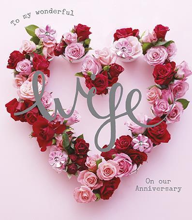 Anniversary Card - Wife Anniversary - Rose Heart