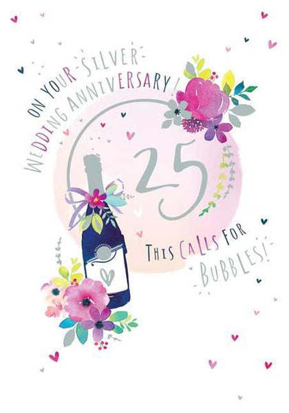 Anniversary Card - 25th Silver Anniversary - 25 Happy Years