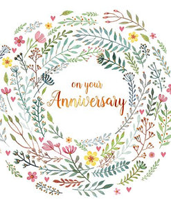 Anniversary Card - Your - Floral Border