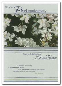 Anniversary Card - 30th Pearl Anniversary - Apple Blossom
