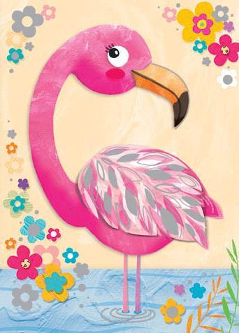 Children's Birthday Card - Fifi Flamingo