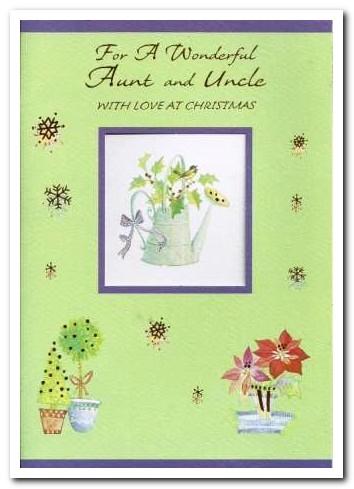 Christmas Card - Aunt and Uncle - Holly In Watering Can
